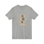 Know God Know Peace V-Neck Tee — Christian Inspirational Faith Shirt