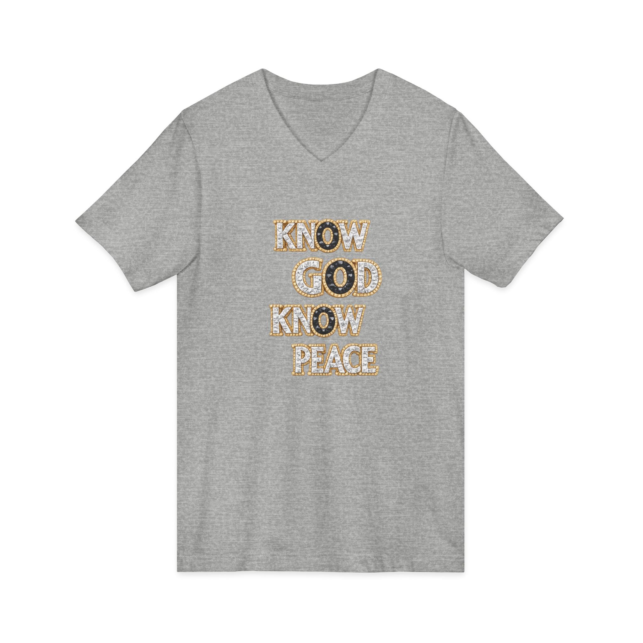 Know God Know Peace V-Neck Tee — Christian Inspirational Faith Shirt