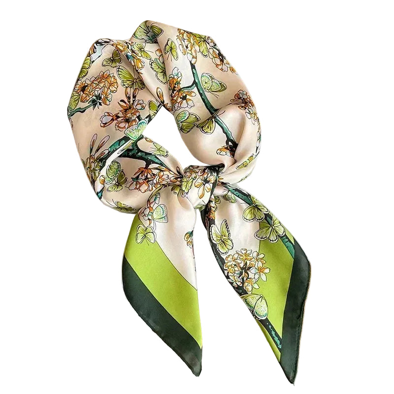 Luxury Design Print Silk Square Scarf Women Soft Satin Horse Hairband Neckerchief Office Hijab Headband Foulard Bag Ribbons Gift
