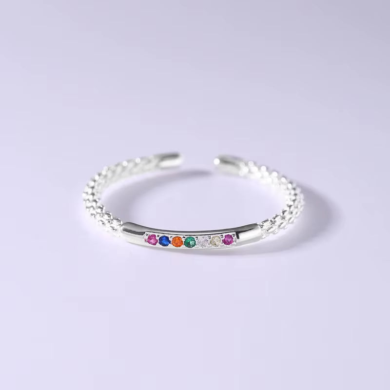 925 Silver Zircon Adjustable Ring Women Wedding Jewelry