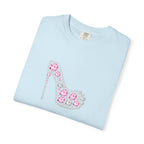 Floral High Heel Graphic Tee — Pink Flower Shoe Design