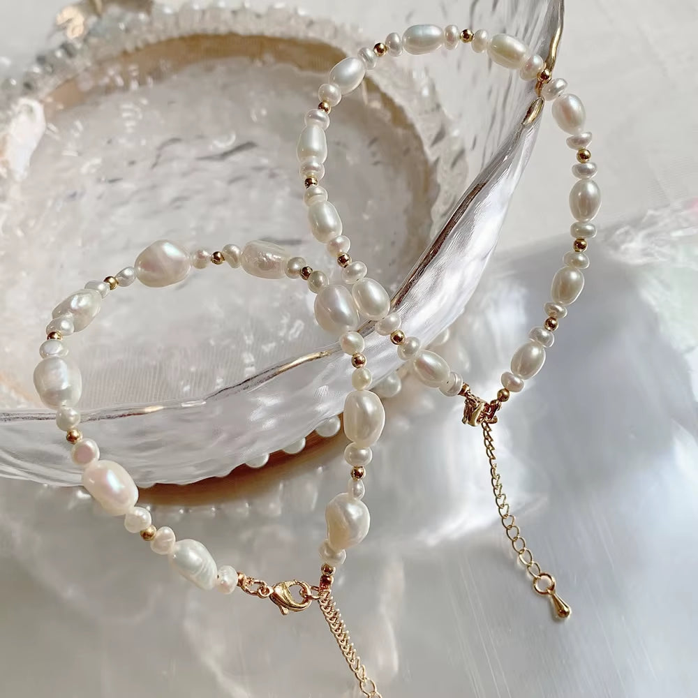 Fashion Natural Freshwater Pearl Bracelet for Women Irregular Baroque Pearl Charm Strand Bracelet Wedding Jewelry Party Gifts