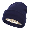 Silk Satin-Lined Winter Beanie - Warm Chunky Satin Head Cap for Men & Women