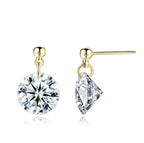 Simple OL Style Cubic Zirconia Stud Earrings for Women Rose Gold Color round Heart Crystal Earing Fashion Wedding Jewelry DFE153