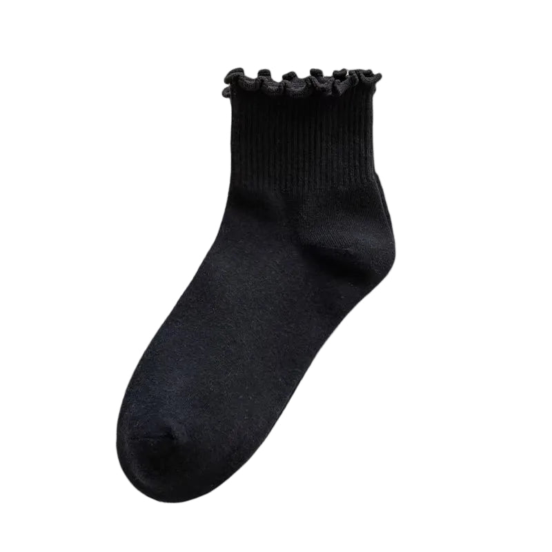 3 Pairs/Lot Cute Socks for Women New Japanese Style Breathable Girls Short Socks Kawaii Solid Socks Frilly Ruffle Socks Casual