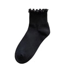 3 Pairs/Lot Cute Socks for Women New Japanese Style Breathable Girls Short Socks Kawaii Solid Socks Frilly Ruffle Socks Casual