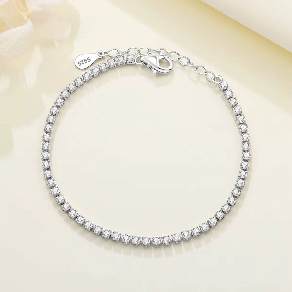 S925 Sterling Silver Bracelet Zircon Women Fashion Simple Engagement Wedding Charm Jewelry for Women Birthday