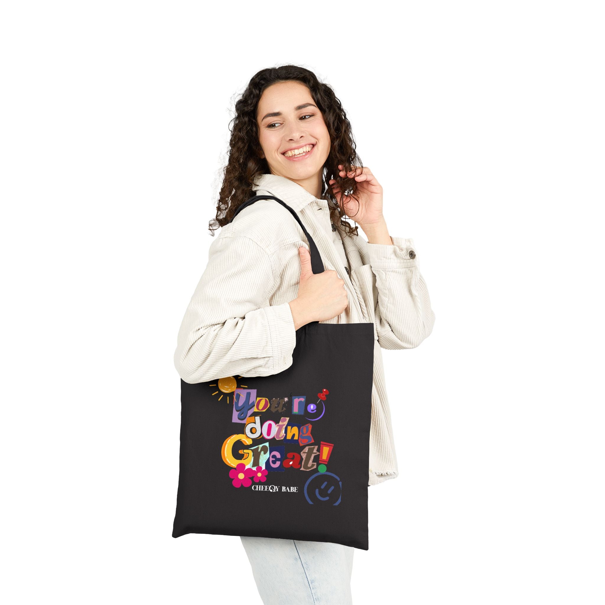 Cotton Canvas Tote Bag - 'You're Doing Great!'