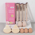  11PCS Makeup Kit: 4 Brushes, Powder Puff, Sponge, Air Cushion