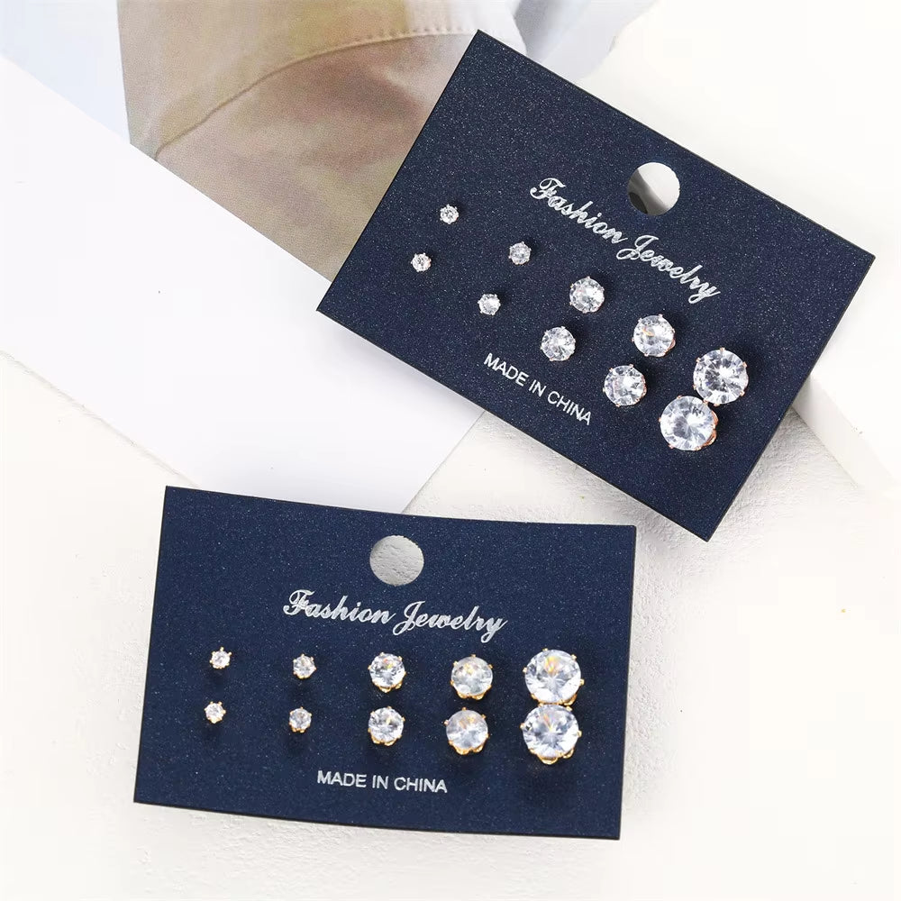 Shiny Stud Earrings Set for Women