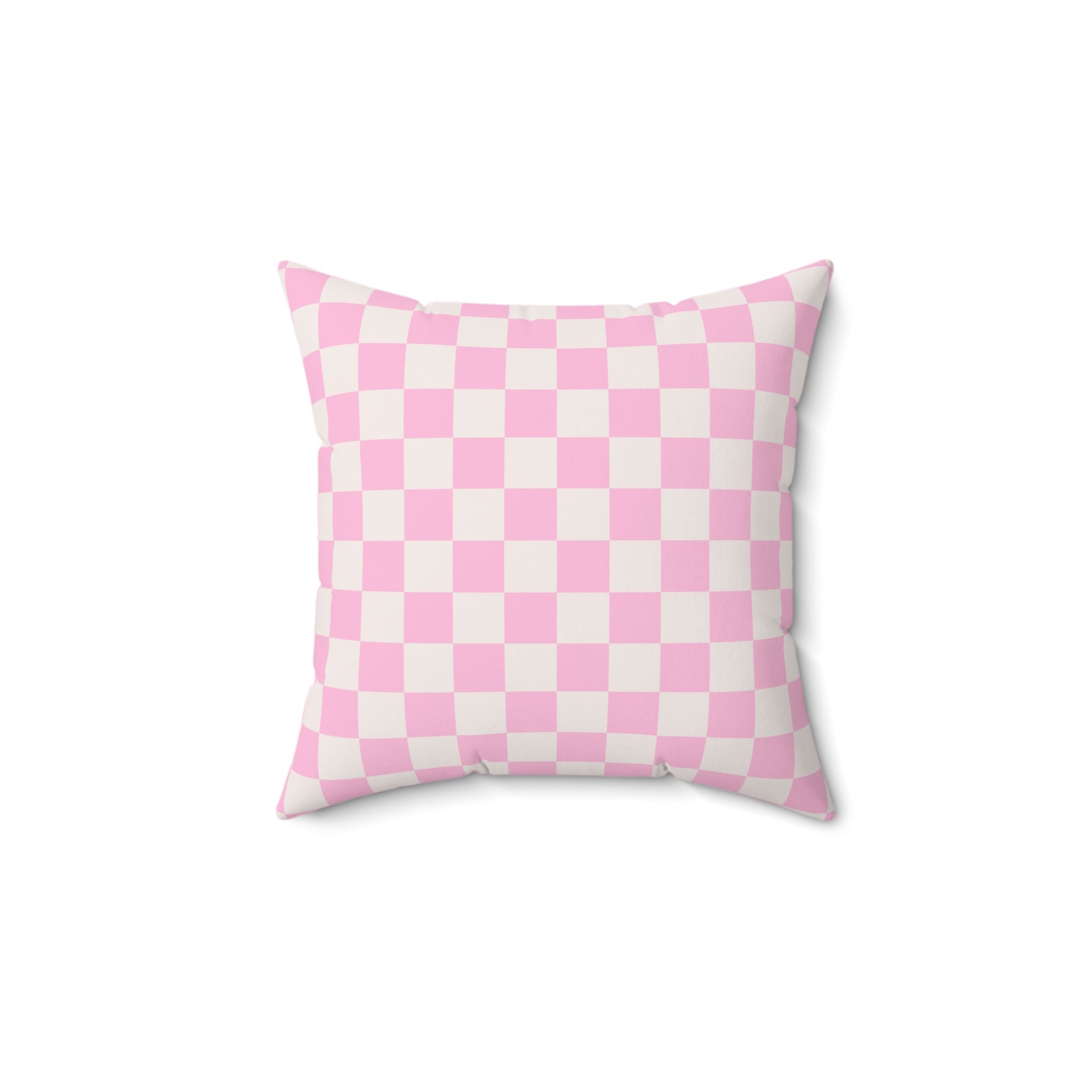 Spun Polyester Square Pillow - 'Pink Checkered Pattern'
