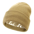 Silk Satin-Lined Winter Beanie - Warm Chunky Satin Head Cap for Men & Women