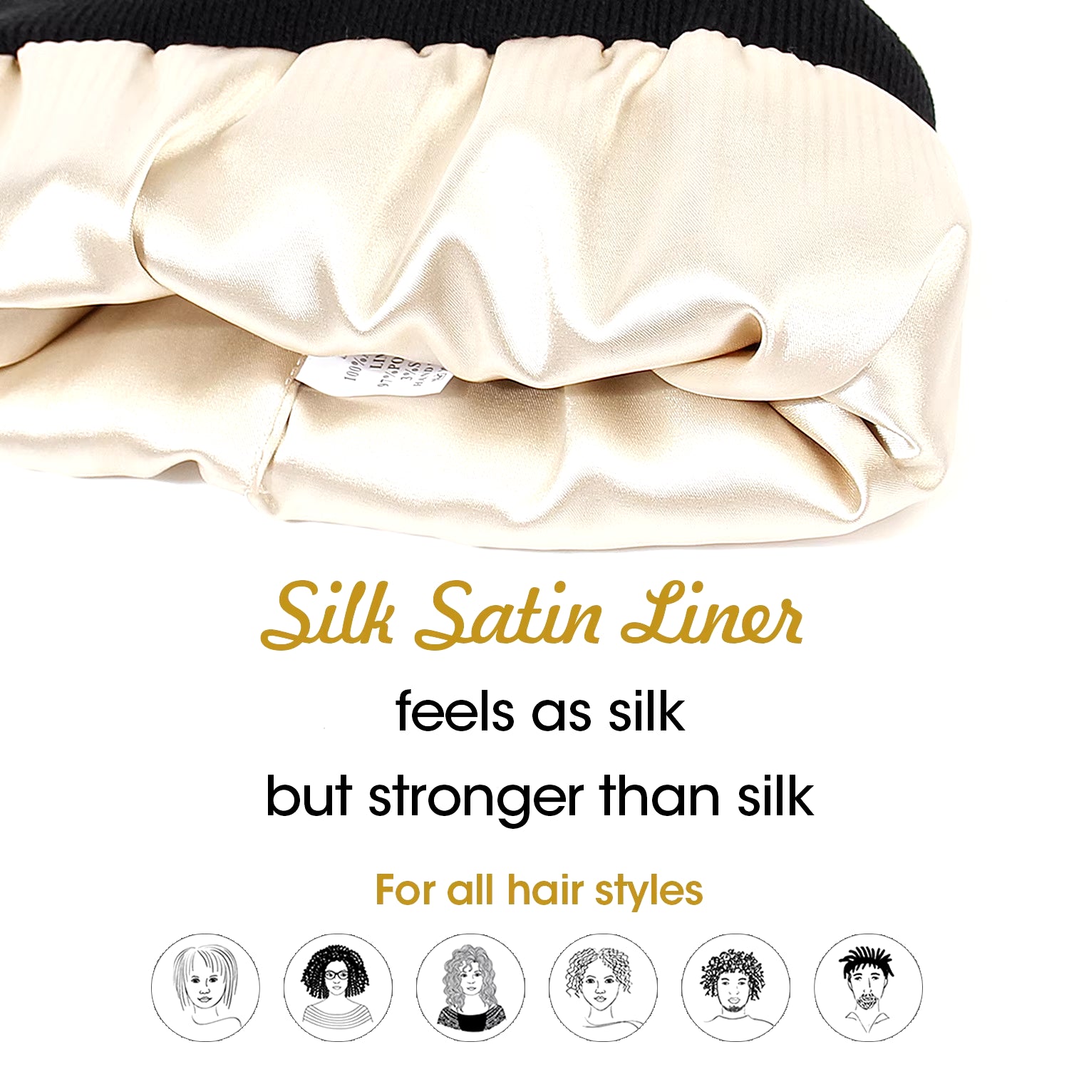 Silk Satin-Lined Winter Beanie - Warm Chunky Satin Head Cap for Men & Women