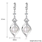 925 Sterling Silver AAAAA Zircon Natural Pearl Earrings for Women Fashion Gorgeous Wedding Engagement Party Jewelry