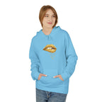 Gold Drip Lips Hoodie — Metallic Lip Art Pullover