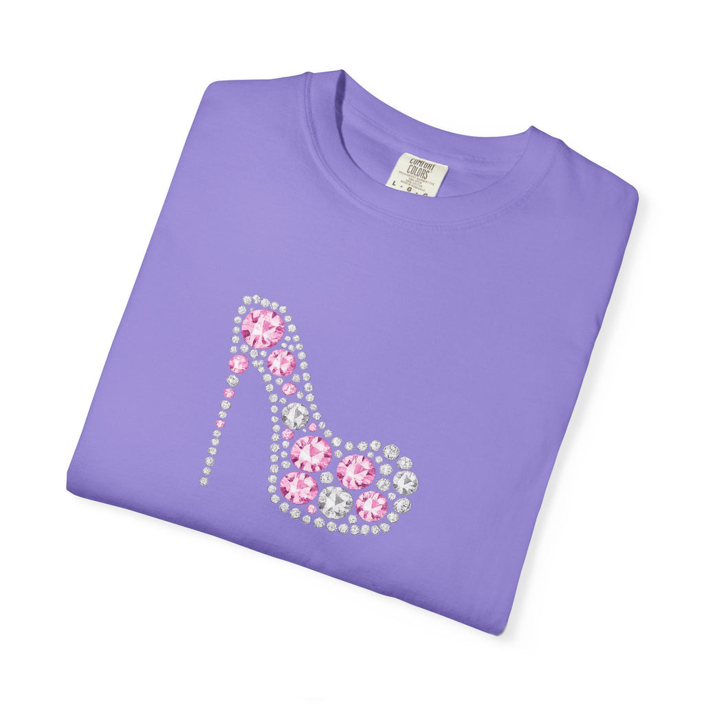 Floral High Heel Graphic Tee — Pink Flower Shoe Design