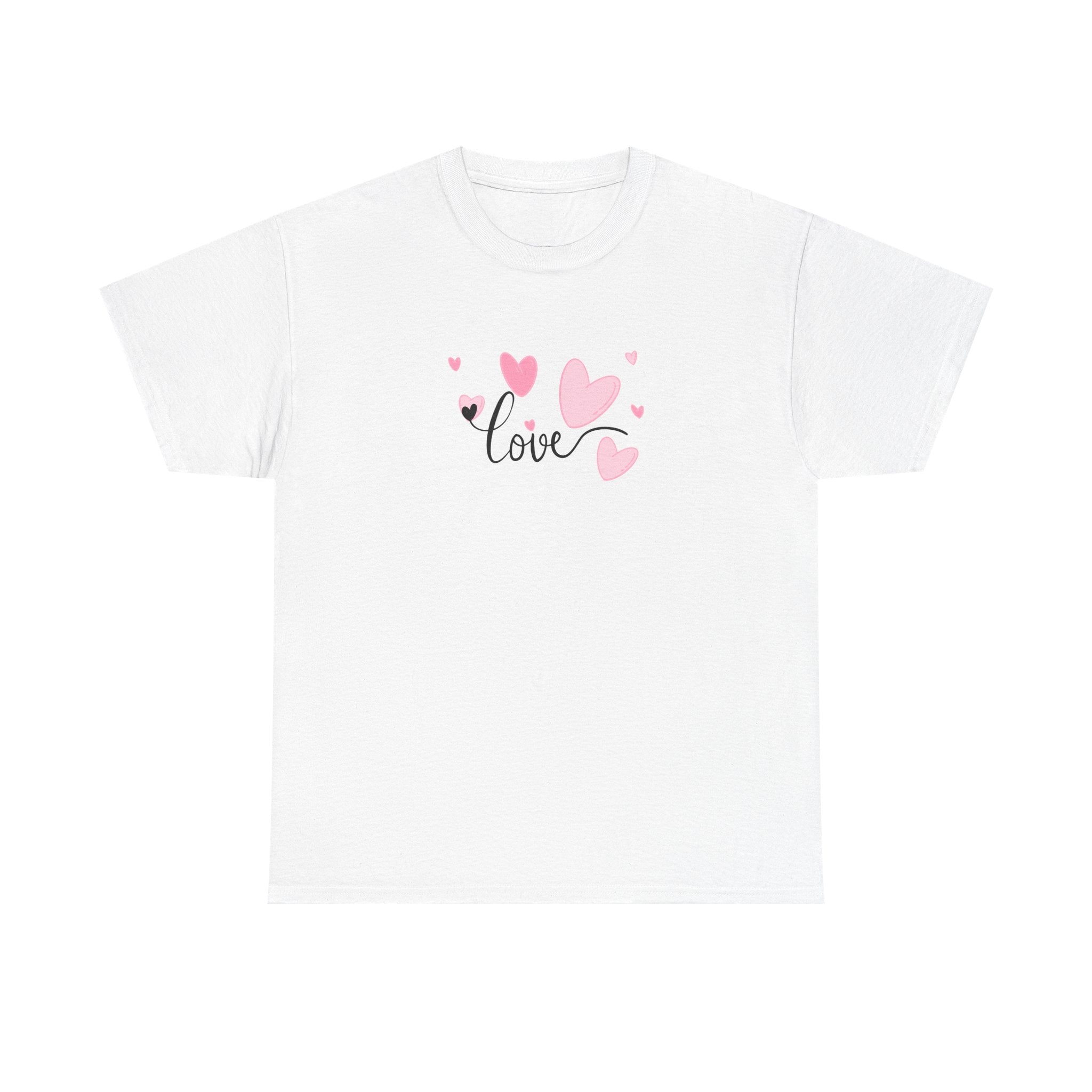 Love Hearts T-Shirt – Pink Heart Design with "love" Script