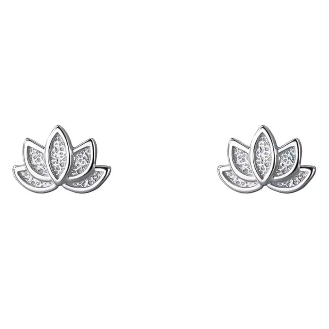 925 Silver Lotus Stud Earrings – Elegant Piercing Jewelry