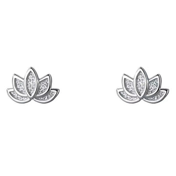 925 Silver Lotus Stud Earrings – Elegant Piercing Jewelry