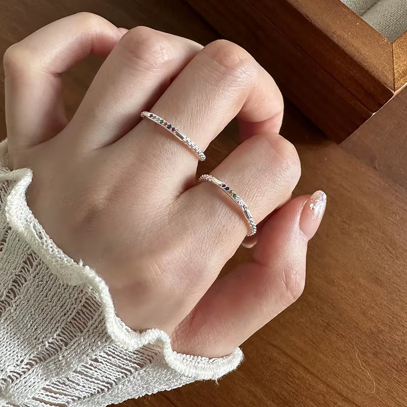 925 Silver Zircon Adjustable Ring Women Wedding Jewelry
