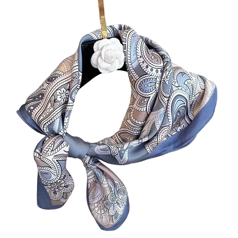 Luxury Design Print Silk Square Scarf Women Soft Satin Horse Hairband Neckerchief Office Hijab Headband Foulard Bag Ribbons Gift