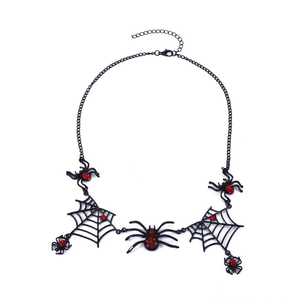 Halloween Spider & Web Necklace – Electroplated Alloy Clavicle Chain