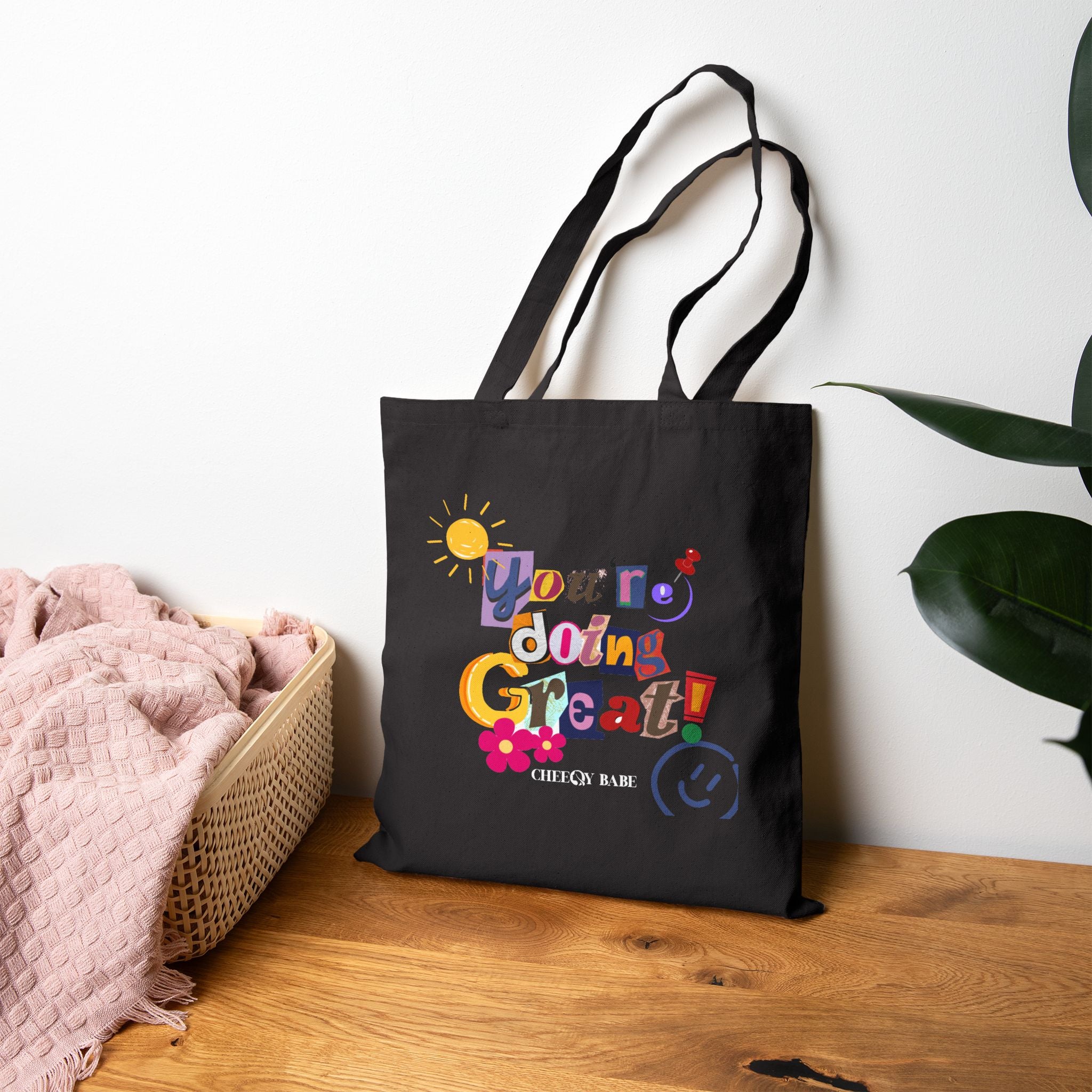 Cotton Canvas Tote Bag - 'You're Doing Great!'
