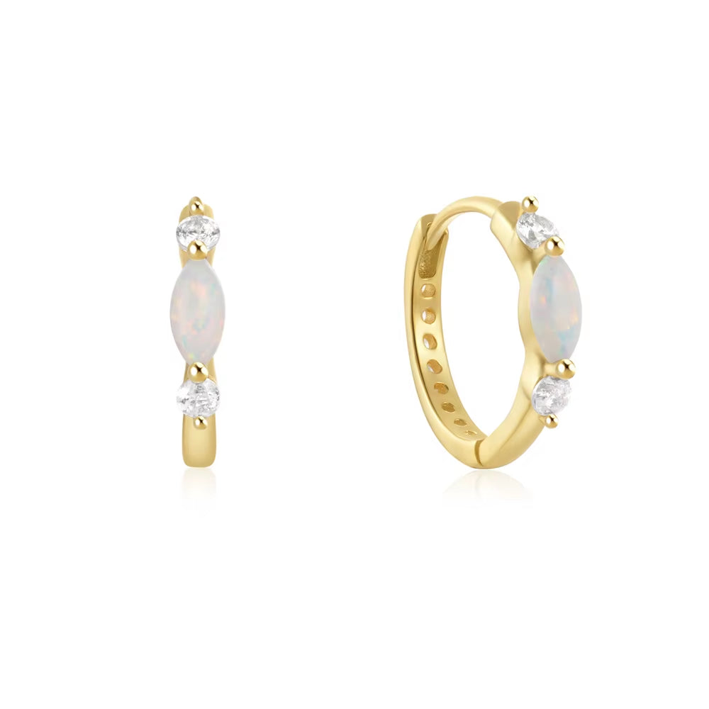 925 Sterling Silver White Zircon Opal Earrings for Women Girl Wedding Engagement Jewelry Delicate Ear Buckle Jewelry