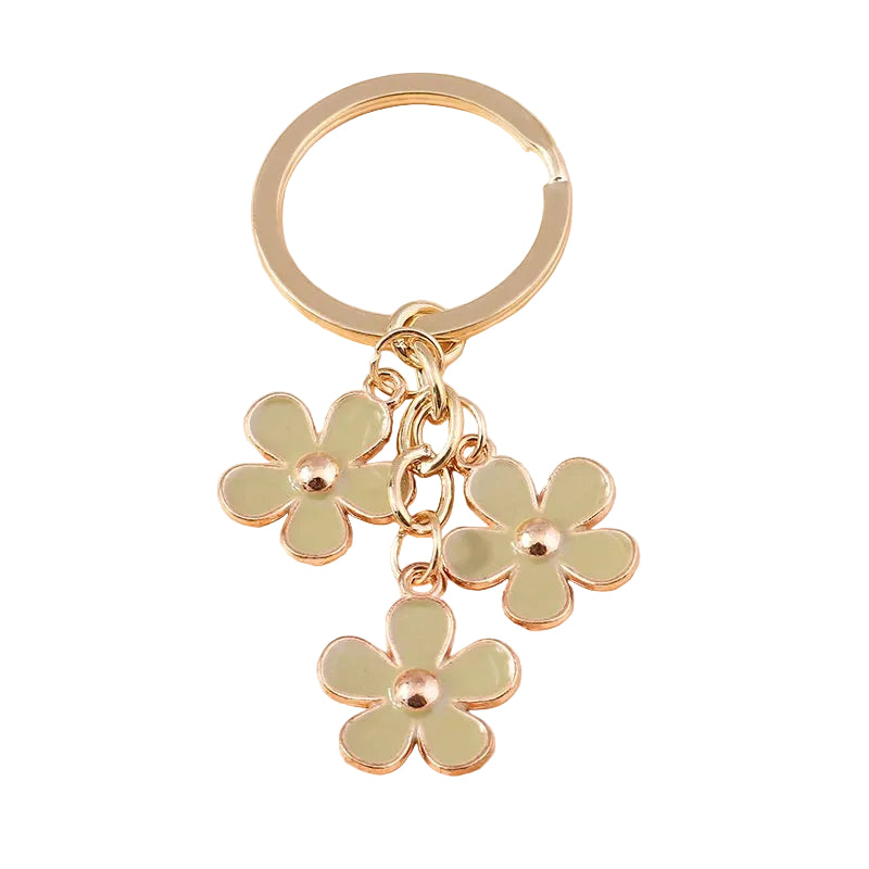Cute Enamel Keychain Colorful Sakura Flower Key Ring Sweet Key Chains for Women Girls Handbag Accessories DIY Jewelry Gifts