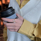 Luxurious and Exquisite Three-Layer Pearl Gold Color Adjustable Ring for Woman Jewelry Korean Fashion Girls Unusual Accessories