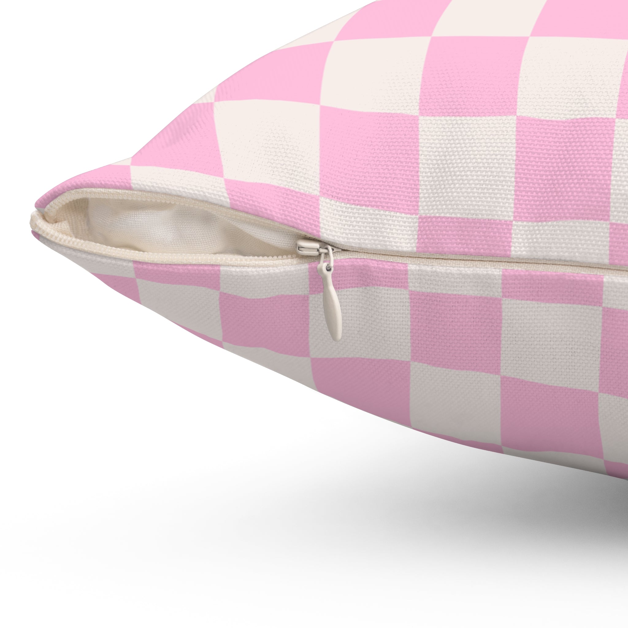 Spun Polyester Square Pillow - 'Pink Checkered Pattern'