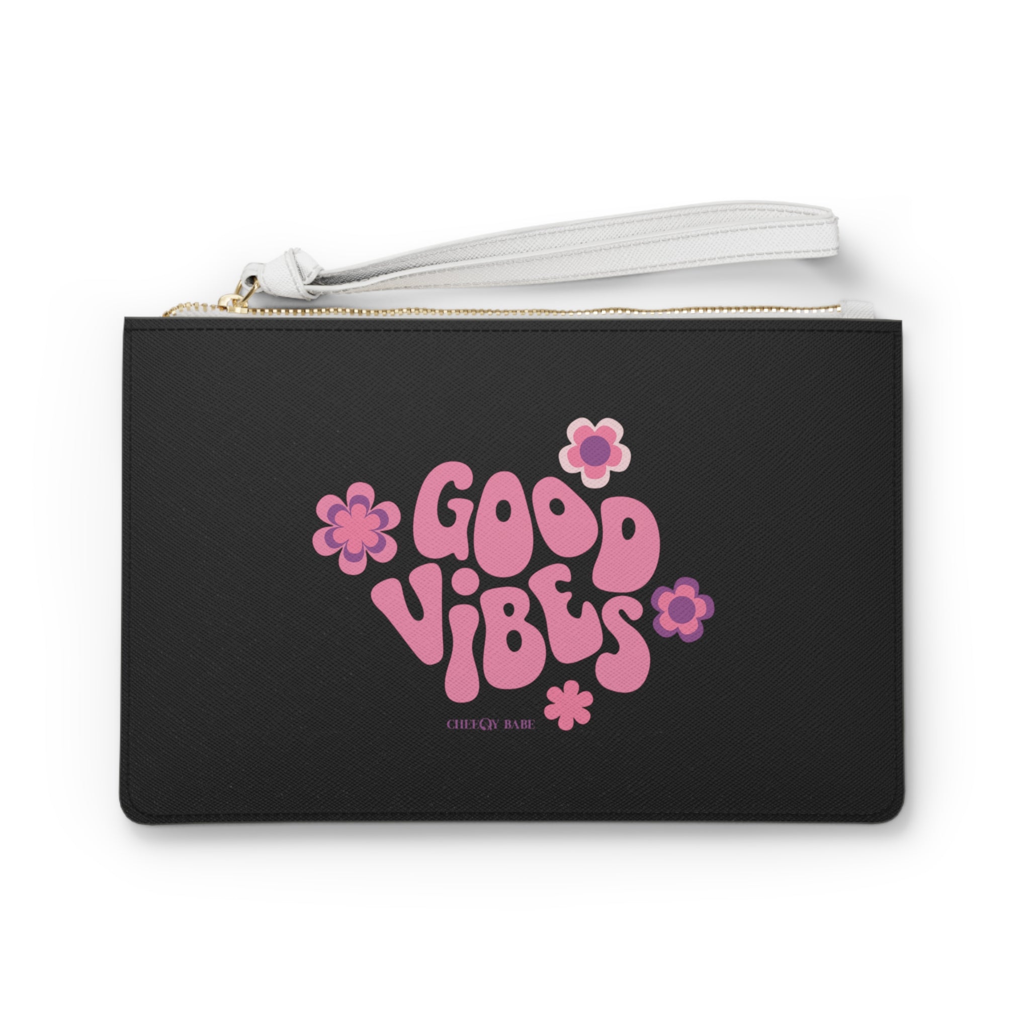 Good Vibes Clutch Bag - Black, Chic & Stylish Purse for Everyday Use
