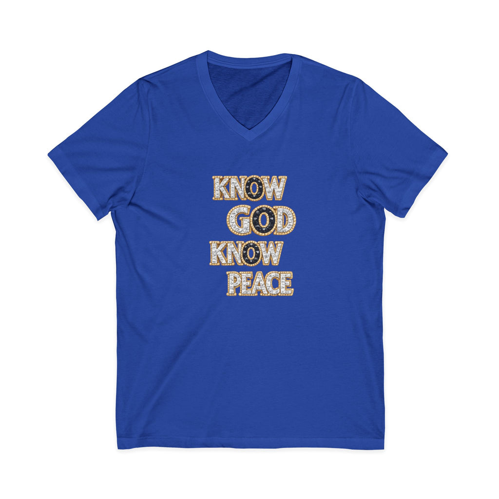 Know God Know Peace V-Neck Tee — Christian Inspirational Faith Shirt
