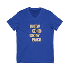 Know God Know Peace V-Neck Tee — Christian Inspirational Faith Shirt