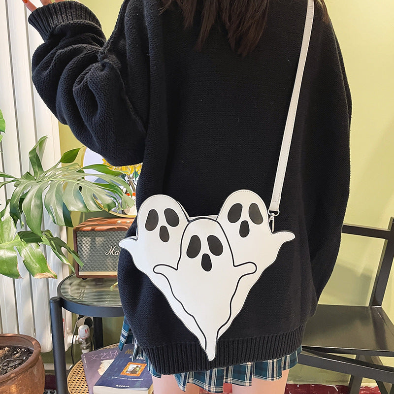 Halloween 3D Ghost Shoulder Bag – Cute PU Crossbody Cell Phone Purse