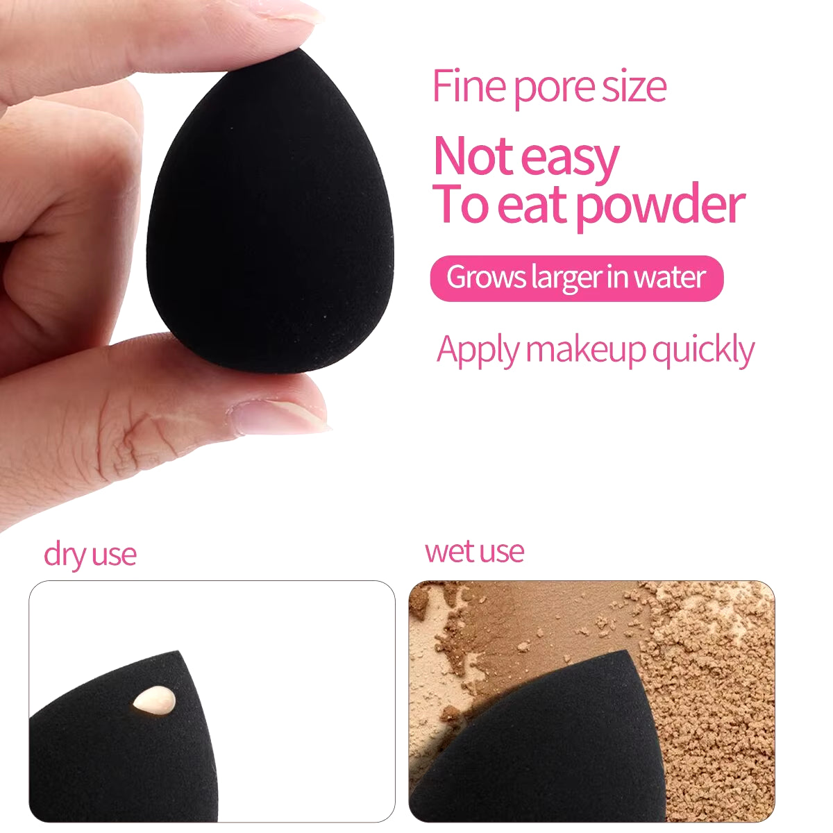  11PCS Makeup Kit: 4 Brushes, Powder Puff, Sponge, Air Cushion