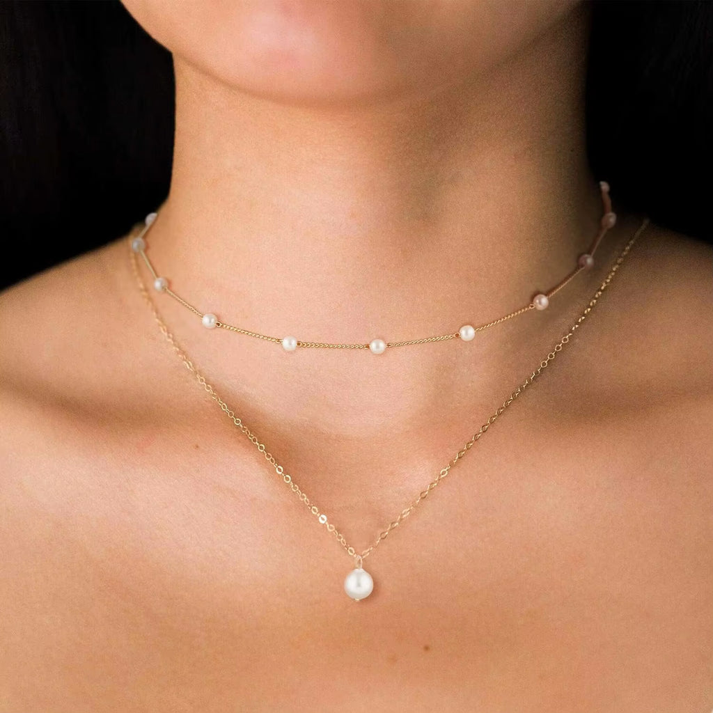 Gold Pearl Necklace for Women K Gold Plated Layered Pearl Necklaces for Women Trendy Pearl Necklace for Women Gold Jewelry Gifts