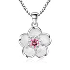 925 Sterling Silver Pink Purple Peach Blossom Necklaces for Women Luxury Designer Jewelry Accessories Wholesale Jewellery