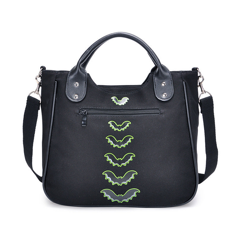 Halloween Skull Print Shoulder Handbag – Canvas Crossbody Bag