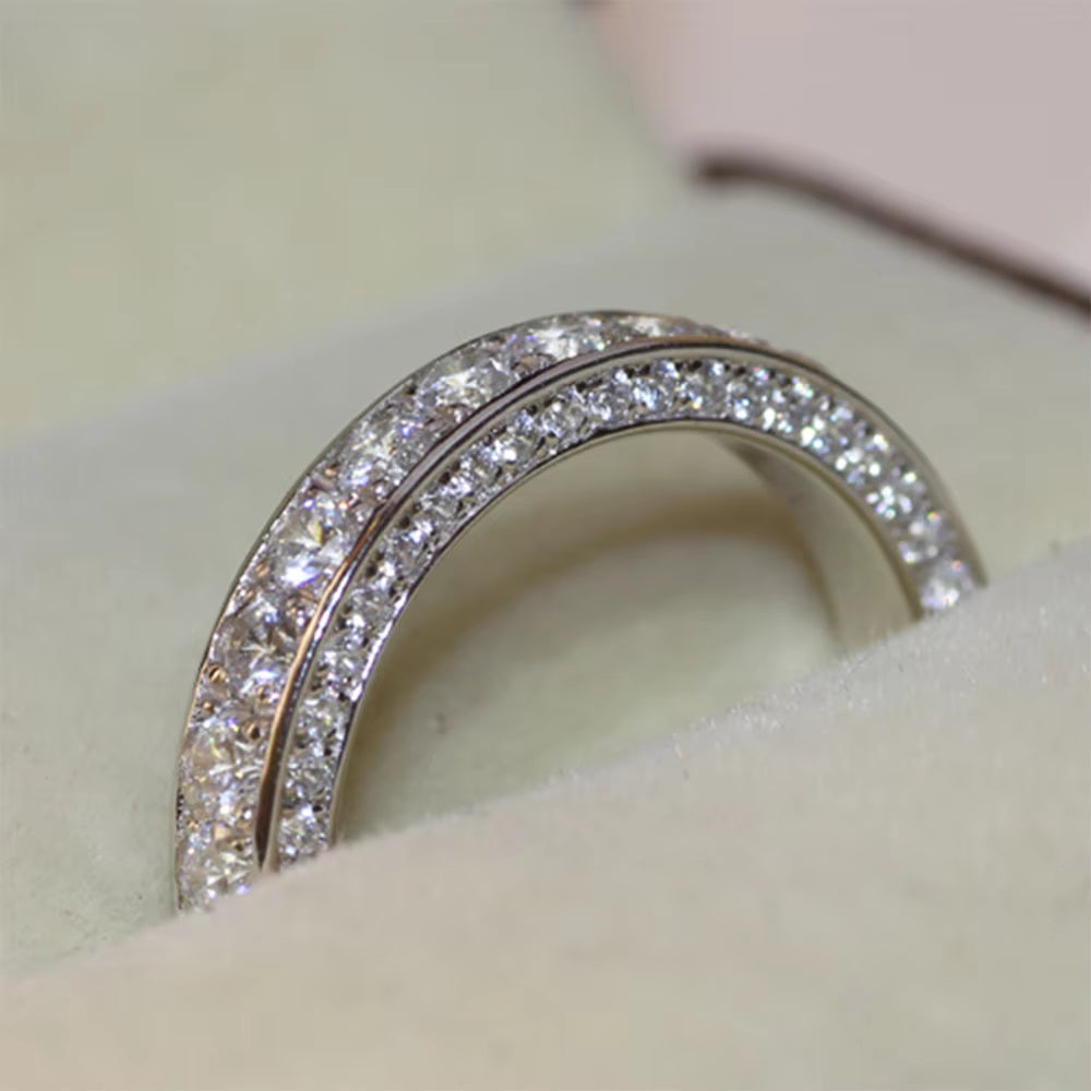Classic Women Band Ring Paved Zircon Crystal Wedding Engagement