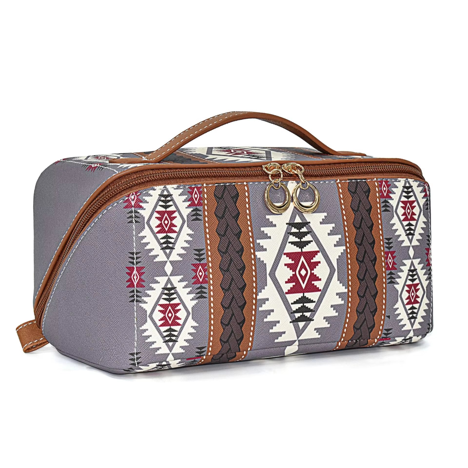 Large Waterproof Leather Luxury Makeup Bag with Zipper