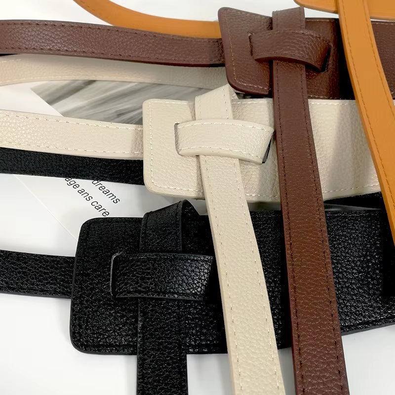 Designer Belts for Women High Quality Knot Soft Pu Leather Long Waistband Female Waist Wide Coat Corset Belt Cummerbunds