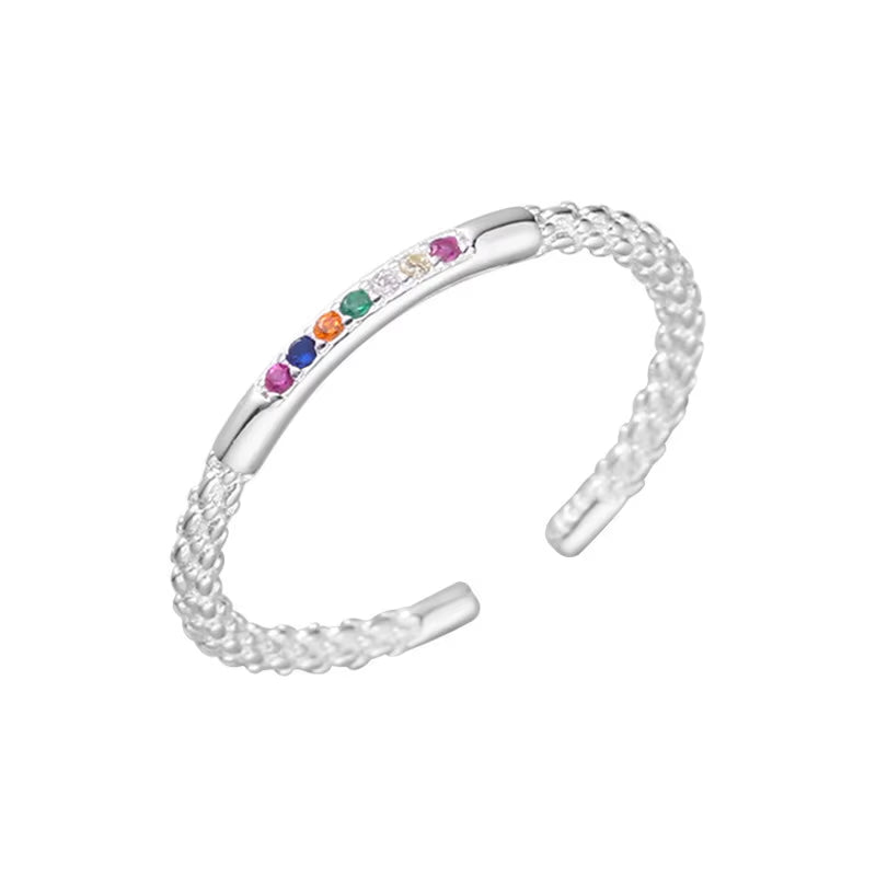 925 Silver Zircon Adjustable Ring Women Wedding Jewelry