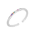925 Silver Zircon Adjustable Ring Women Wedding Jewelry