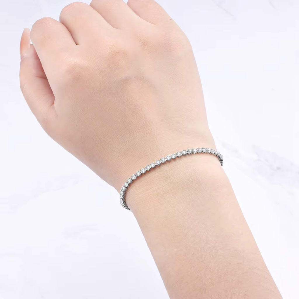 S925 Sterling Silver Bracelet Zircon Women Fashion Simple Engagement Wedding Charm Jewelry for Women Birthday