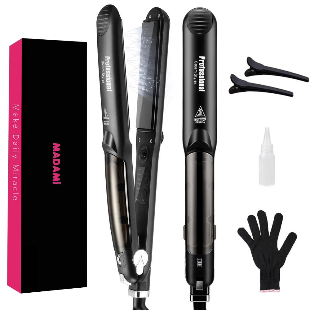 Professional Steam Hair Straightener - Ceramic Flat Iron