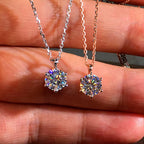 Simple Classic Six Prong Solitaire Pendant Necklaces Women Silver Color/Rose Gold Color Shiny CZ Anniversary Gift Jewelry