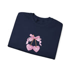 Pink Glitter Heart Cherries Crewneck Sweatshirt