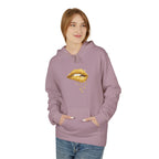 Gold Drip Lips Hoodie — Metallic Lip Art Pullover