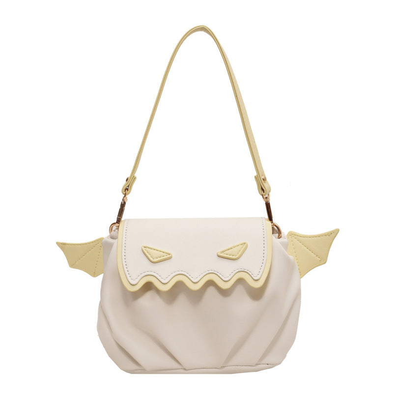 Halloween Pumpkin Crossbody Bag with Small Wings – PU Shoulder Handbag